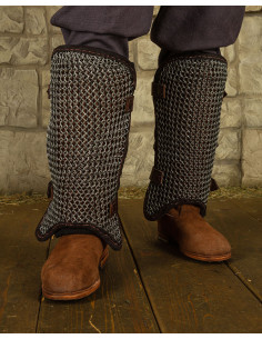 Steel chainmail greaves, Connor model