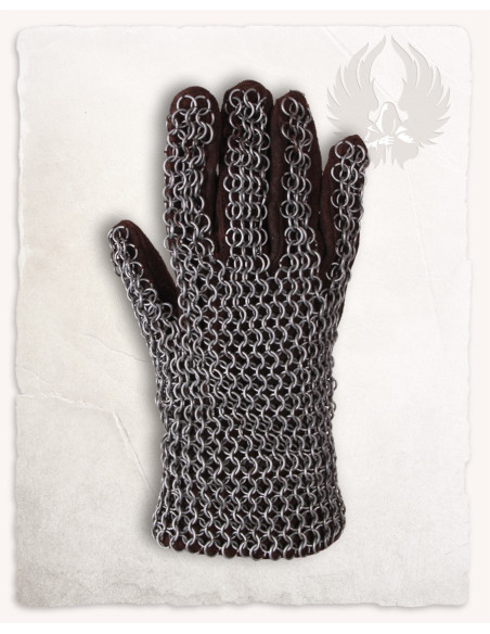 Richard chain mail gloves, steel finish