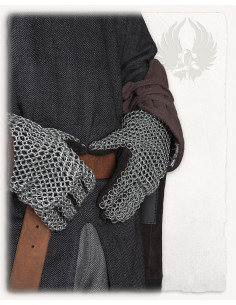 Richard chain mail gloves, blackened finish