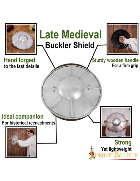 Functional medieval steel buckler...