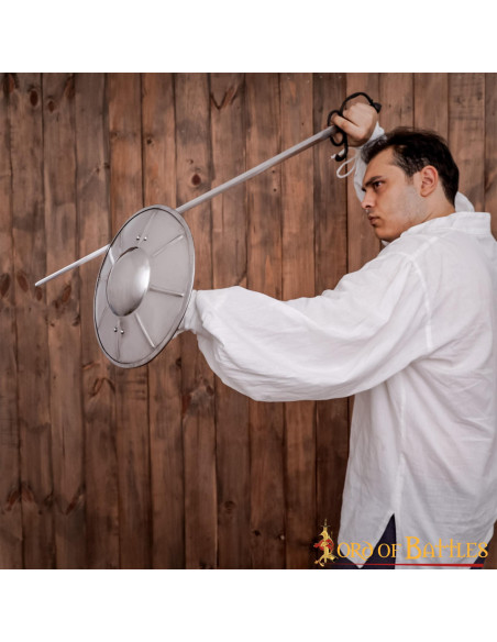 Functional medieval steel buckler...