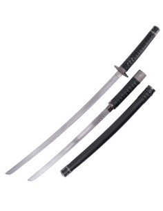 Katana with Wakizashi black wooden scabbard