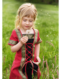 Leonor Medieval girl dress in short sleeves, red-black 2