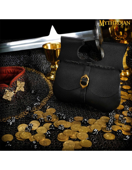 Medieval bag in black leather (21.60...