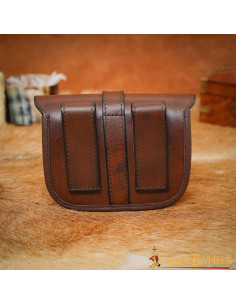 Small medieval bag in brown leather (13 x 14 cm.) 2