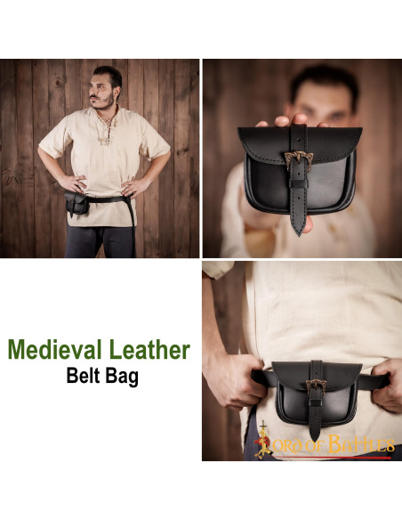 Small medieval bag in brown leather...