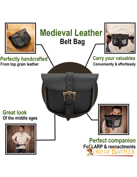 Small medieval bag in brown leather...