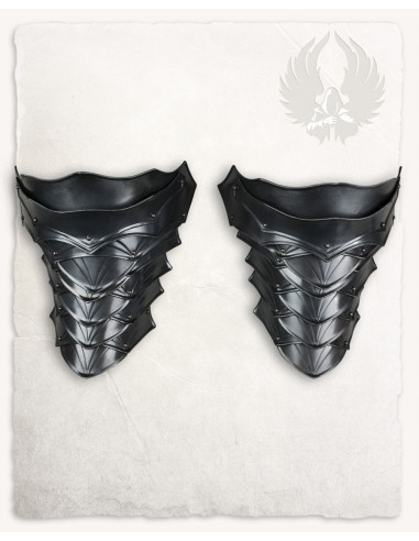 Medieval shoulder pads in blackened steel Dragomir model