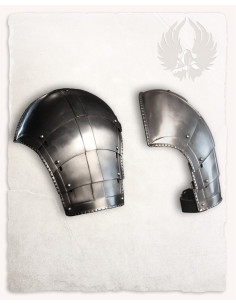 Medieval shoulder pads in polished steel Kaspar model