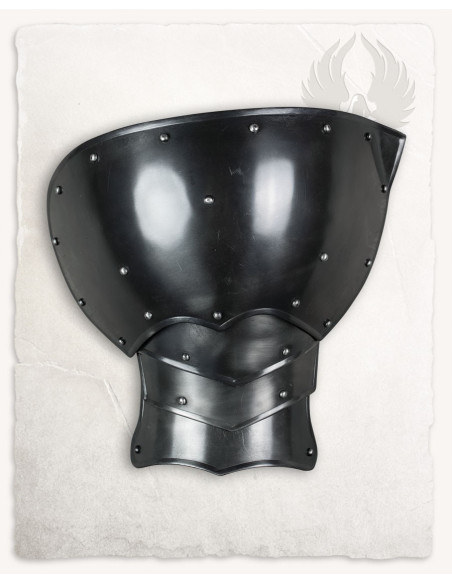 Medieval shoulder pads in aged steel...