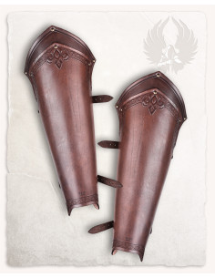 Medieval Fleur de Lys greaves Lancelot model, black