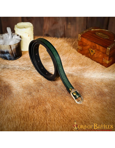 Garnet medieval belt with embossed...