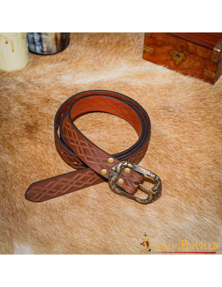 Brown leather medieval belt with...