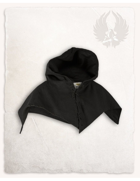 Medieval Folke Hood in cotton - black