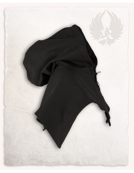 Medieval Folke Hood in cotton - black