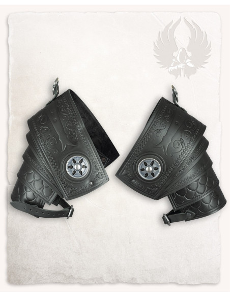 Embossed leather shoulder pads floral...