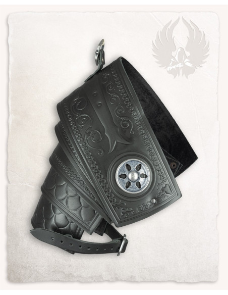 Embossed leather shoulder pads floral...