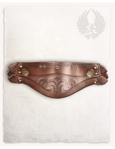 Brown leather shoulder pads embossed...