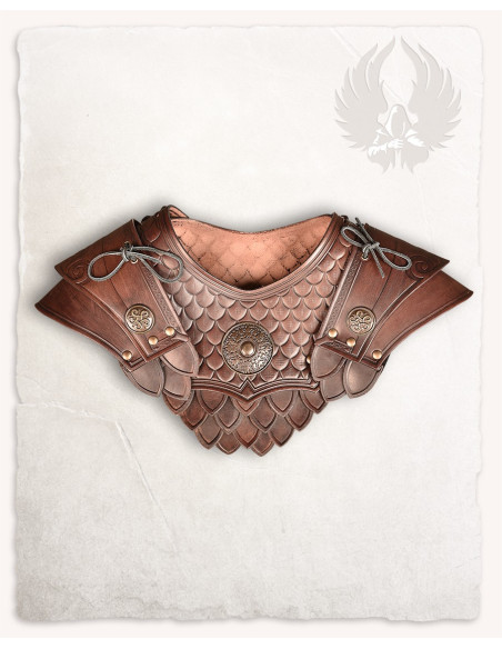 Brown leather shoulder pads embossed...