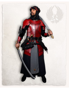 Red leather shoulder pads Mantikor model 2