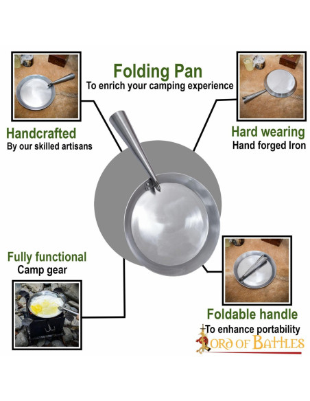 Hand forged iron folding frying pan...