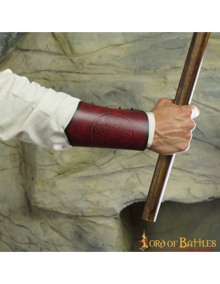 Maroon leather bracelets with...