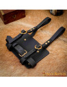 Journal carrier to carry on a belt, black leather