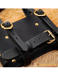 Journal carrier to carry on a belt, black leather 2