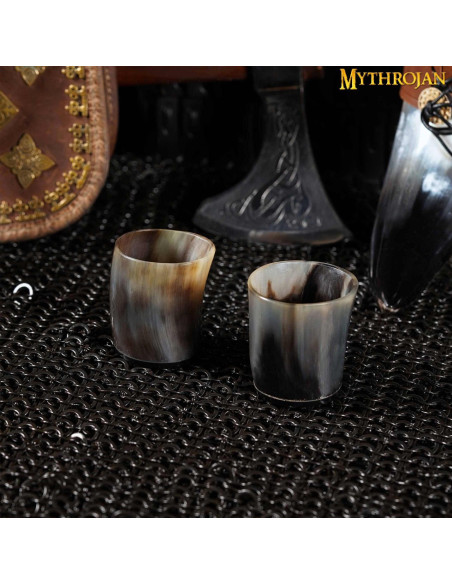 Set of 2 Viking shot glasses, bull horn