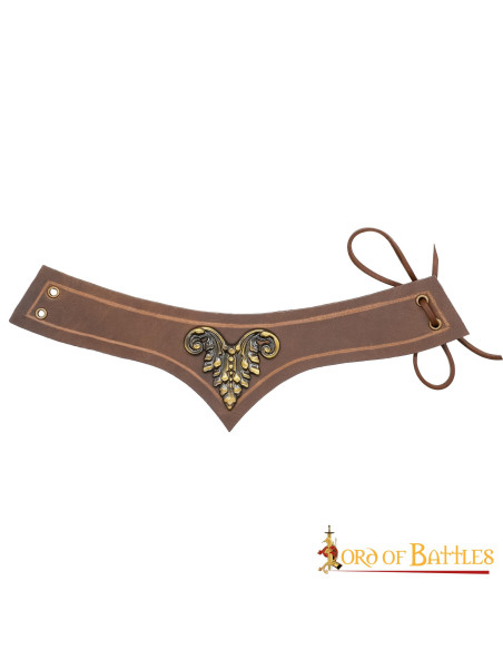 Medieval decorated brown leather tiara