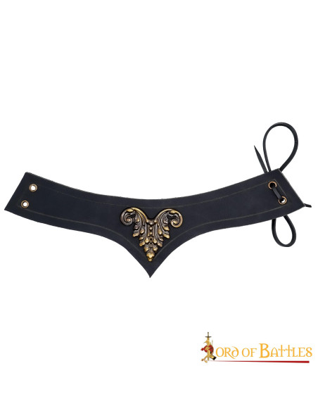 Medieval black leather decorated tiara