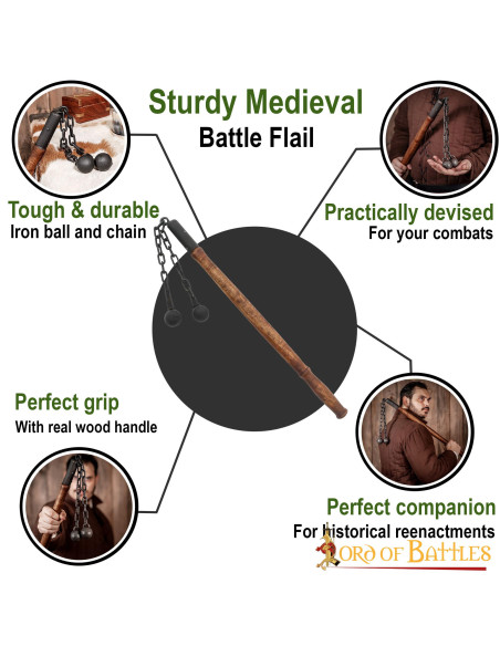 Medieval battle mace, double ball