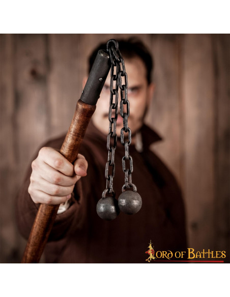 Medieval battle mace, double ball