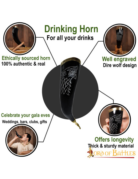Fenrir Wolf Drinking Horn (300-400 ml.)