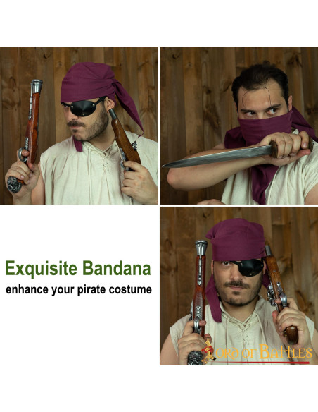 Burgundy cotton pirate bandana