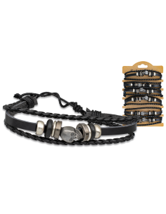 Leatherette bracelet decorated with skull stone