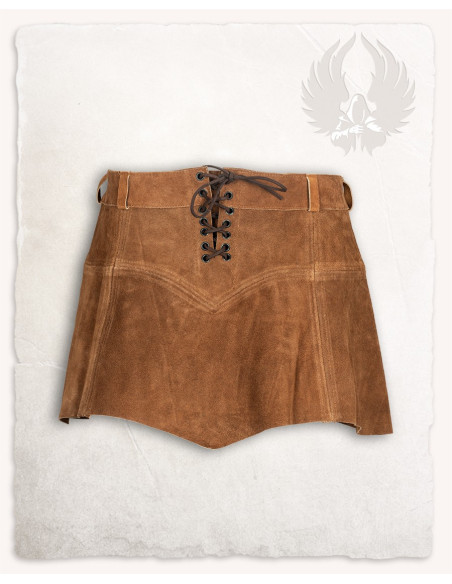 Brown suede leather skirt Nuala model