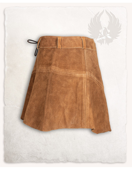 Brown suede leather skirt Nuala model