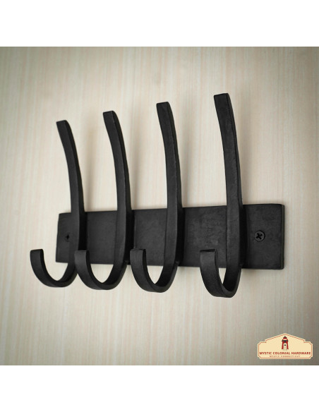 Rustic wrought iron wall coat rack