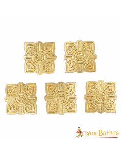 Pack of 5 brass Viking belt ornaments