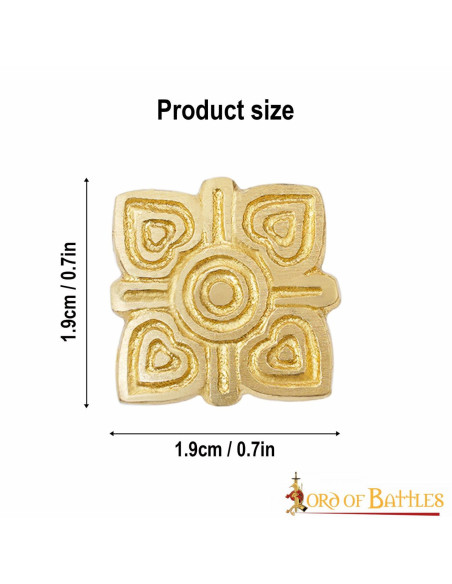 Pack of 5 brass Viking belt ornaments