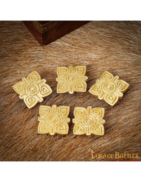 Pack of 5 brass Viking belt ornaments