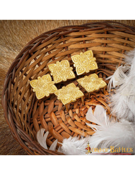 Pack of 5 brass Viking belt ornaments