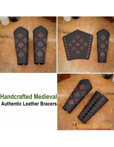 Genuine Leather Studded Medieval Bracer Pair Gauntlet Arm Guard
