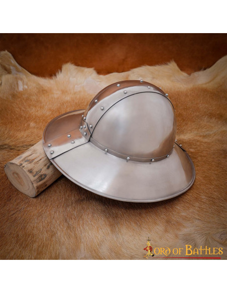 Kettle medieval helmet with genuine...