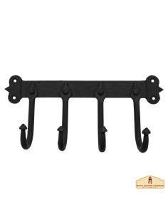 Rustic blackened cast iron wall coat rack