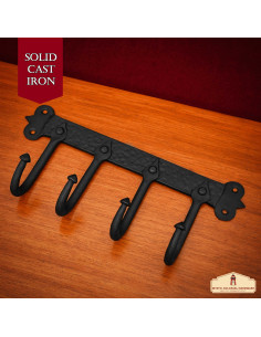 Rustic blackened cast iron wall coat rack 2