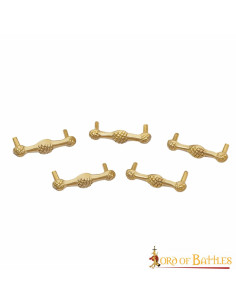 Pack of 5 medieval brass decorations for leather
