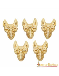 Pack of 5 Celtic Wolf Brass Decorations