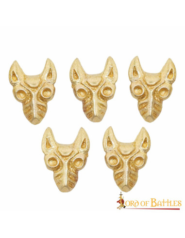 Pack of 5 Celtic Wolf Brass Decorations